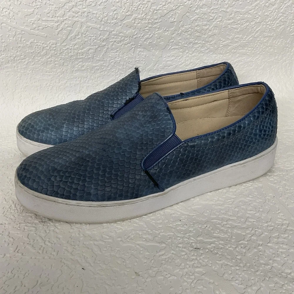 Vionic Midisnake Loafers Shoes‎ Women's Size 7 US/38 EU Blue Leather Orthotic
